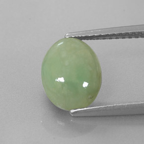 2.78 ct Green Jadeite Gemstone, Jadeite Gem in Oval Cabochon Shape for Sale.