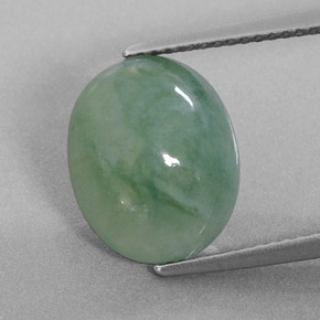 6.25 ct Green Jadeite Gemstone, Jadeite Gem in Oval Cabochon Shape for Sale.