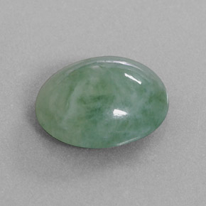 6.25 ct Green Jadeite Stone, Natural Jadeite in Oval Cabochon Shape for Sale