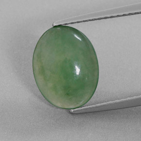 3.08 ct Green Jadeite Gemstone, Jadeite Gem in Oval Cabochon Shape for Sale.