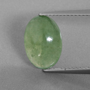 4.02 ct Green Jadeite Gemstone, Jadeite Gem in Oval Cabochon Shape for Sale.