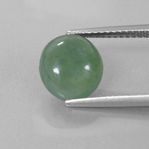 3.26 ct Green Jadeite Gemstone, Jadeite Gem in Oval Cabochon Shape for Sale.