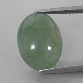 6.49 ct Green Jadeite Gemstone, Jadeite Gem in Oval Cabochon Shape for Sale.