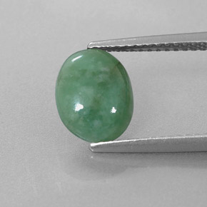 1.90 ct Green Jadeite Gemstone, Jadeite Gem in Oval Cabochon Shape for Sale.