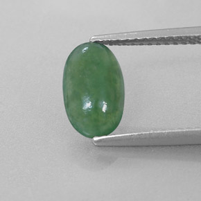 1.56 ct Green Jadeite Gemstone, Jadeite Gem in Oval Cabochon Shape for Sale.