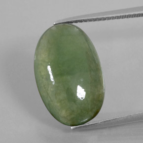 8.99 ct Green Jadeite Gemstone, Jadeite Gem in Oval Cabochon Shape for Sale.