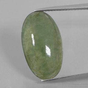 8.64 ct Green Jadeite Gemstone, Jadeite Gem in Oval Cabochon Shape for Sale.