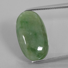 8.88 ct Green Jadeite Gemstone, Jadeite Gem in Oval Cabochon Shape for Sale.