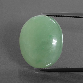 21.62 ct Green Jadeite Gemstone, Jadeite Gem in Oval Cabochon Shape for Sale.