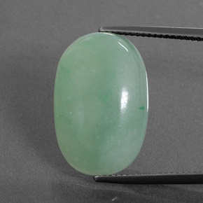 18.38 ct Green Jadeite Gemstone, Jadeite Gem in Oval Cabochon Shape for Sale.