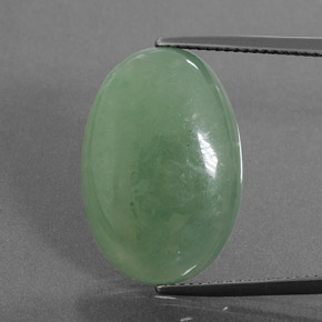 20.88 ct Green Jadeite Gemstone, Jadeite Gem in Oval Cabochon Shape for Sale.