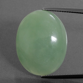 27.45 ct Green Jadeite Gemstone, Jadeite Gem in Oval Cabochon Shape for Sale.
