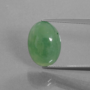 9.39 ct Green Jadeite Gemstone, Jadeite Gem in Oval Cabochon Shape for Sale.