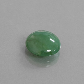 5.27 ct Green Jadeite Stone, Natural Jadeite in Round Cabochon Shape for Sale