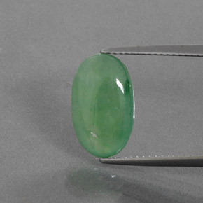 4.58 ct Green Jadeite Gemstone, Jadeite Gem in Oval Cabochon Shape for Sale.