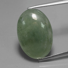 11.17 ct Green Jadeite Gemstone, Jadeite Gem in Oval Cabochon Shape for Sale.