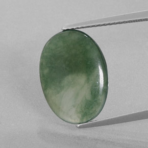 5.69 ct Green Jadeite Gemstone, Jadeite Gem in Oval Cabochon Shape for Sale.