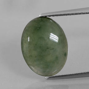 4.16 ct Green Jadeite Gemstone, Jadeite Gem in Oval Cabochon Shape for Sale.