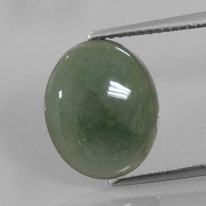 5.01 ct Green Jadeite Gemstone, Jadeite Gem in Oval Cabochon Shape for Sale.