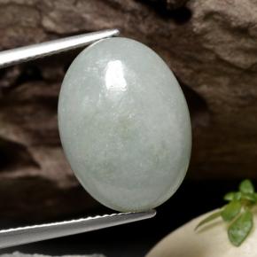 Light Grey Green Jade Edelstein - 12.6ct Oval Cabochon (ID: 382555)