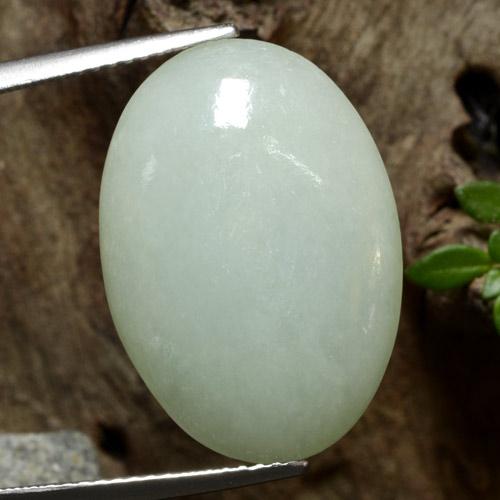 Light Yellowish Green Jadeite Gem - 14.2ct Oval Cabochon (ID: 382556)