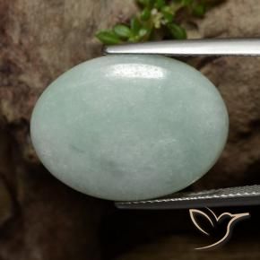 16.50 ct Green Jadeite Stone, Natural Jadeite in Oval Cabochon Shape for Sale