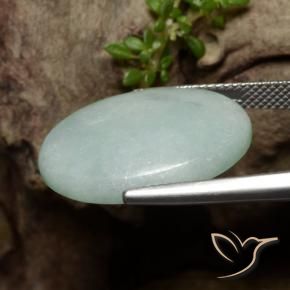 Jadeite Gemstone in 21.7 x 16.5 mm Size for Sale, Jadeite Stone in Mossy Gray Green Color