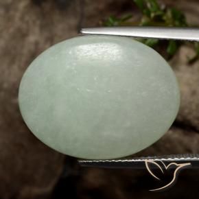 16.54 ct Green Jadeite Stone, Natural Jadeite in Oval Cabochon Shape for Sale