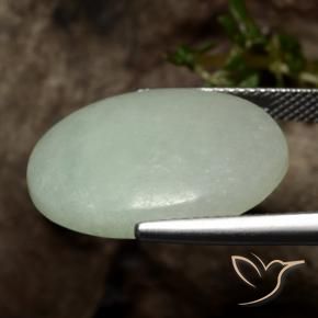 Jadeite Gemstone in 21.2 x 16.6 mm Size for Sale, Jadeite Stone in Warm Green Color