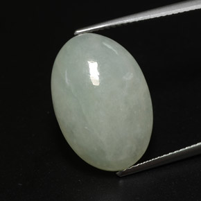 12.59 ct Green Jadeite Gemstone, Jadeite Gem in Oval Cabochon Shape for Sale.