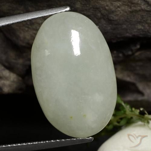 12.73ct Natural Warm Light Green Jadeite, Oval, Translucent