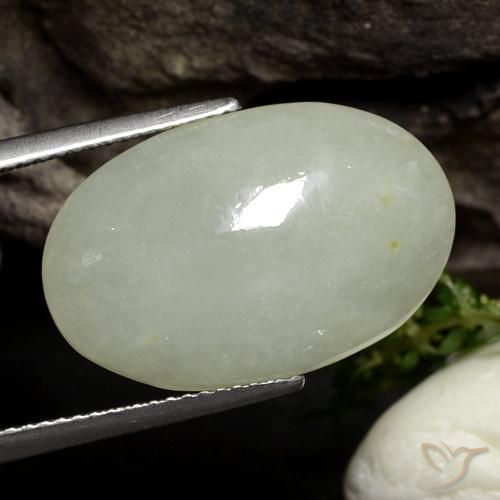 12.73 ct Green Jadeite Stone, Natural Jadeite in Oval Cabochon Shape for Sale