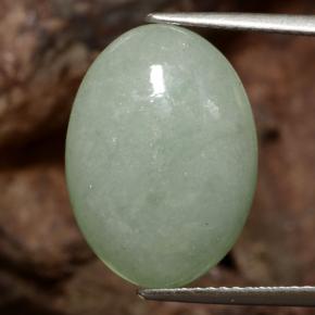 Grey Green Jadeite Gem - 9.9ct Oval Cabochon (ID: 382606)