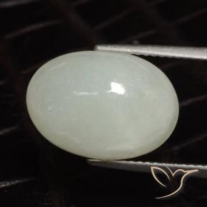 9.78 ct Green Jadeite Stone, Natural Jadeite in Oval Cabochon Shape for Sale