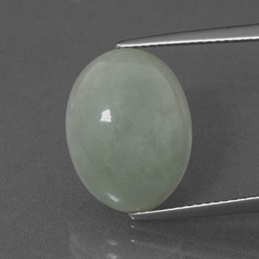 7.64 ct Green Jadeite Gemstone, Jadeite Gem in Oval Cabochon Shape for Sale.