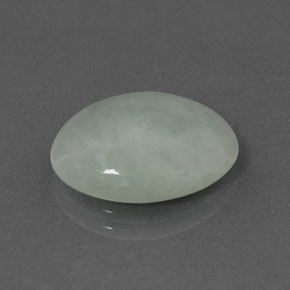 7.64 ct Green Jadeite Stone, Natural Jadeite in Oval Cabochon Shape for Sale