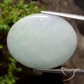 33.23 ct Green Jadeite Stone, Natural Jadeite in Oval Cabochon Shape for Sale