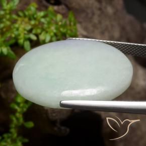 Jadeite Gemstone in 27.5 x 21.8 mm Size for Sale, Jadeite Stone in Light Grey Green Color