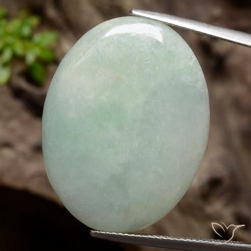 34.76 ct Green Jadeite, 29 x 22.2 mm Oval Cut From Myanmar, Photo A