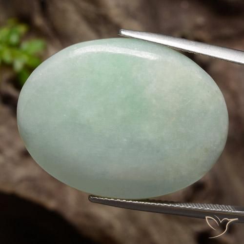 34.76 ct Green Jadeite Stone, Natural Jadeite in Oval Cabochon Shape for Sale