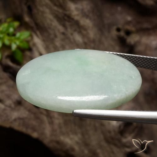 Jadeite Gemstone in 29 x 22.2 mm Size for Sale, Jadeite Stone in Light Green Color
