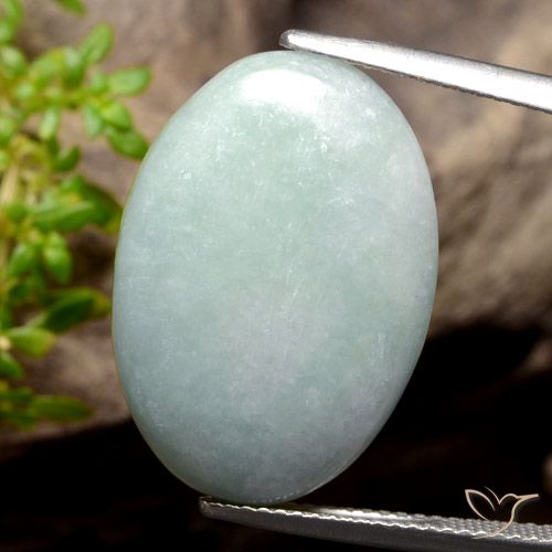 20.42ct Natural Light Grey Green Jadeite, Oval, Opaque