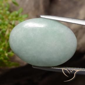 20.42 ct Green Jadeite Stone, Natural Jadeite in Oval Cabochon Shape for Sale