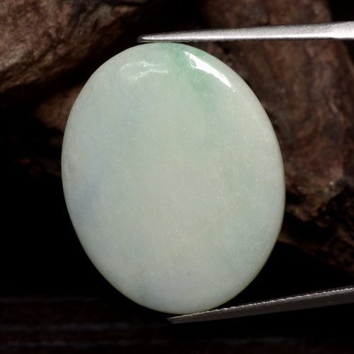 Medium Green Жадеит Камень - 23.4ct Овал Кабошон (ID: 382644)