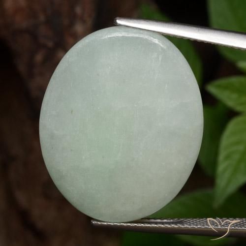24.97ct Natural Light Green Jadeite, Oval, Translucent