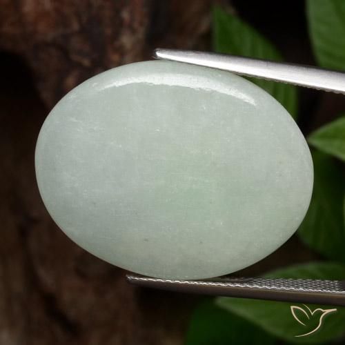 24.97 ct Green Jadeite Stone, Natural Jadeite in Oval Cabochon Shape for Sale