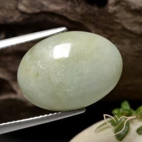 12.58 ct Green Jadeite Stone, Natural Jadeite in Oval Cabochon Shape for Sale