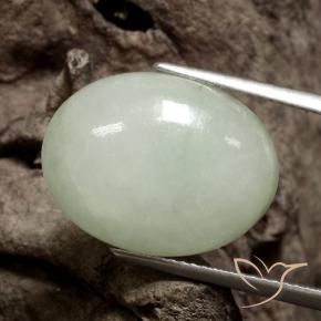 12.07 ct Green Jadeite Stone, Natural Jadeite in Oval Cabochon Shape for Sale