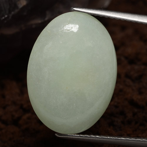 Grayish Green Jadeite Gem - 10.1ct Oval Cabochon (ID: 382692)