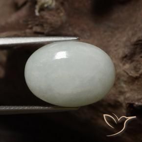 11.38 ct White Jadeite Stone, Natural Jadeite in Oval Cabochon Shape for Sale